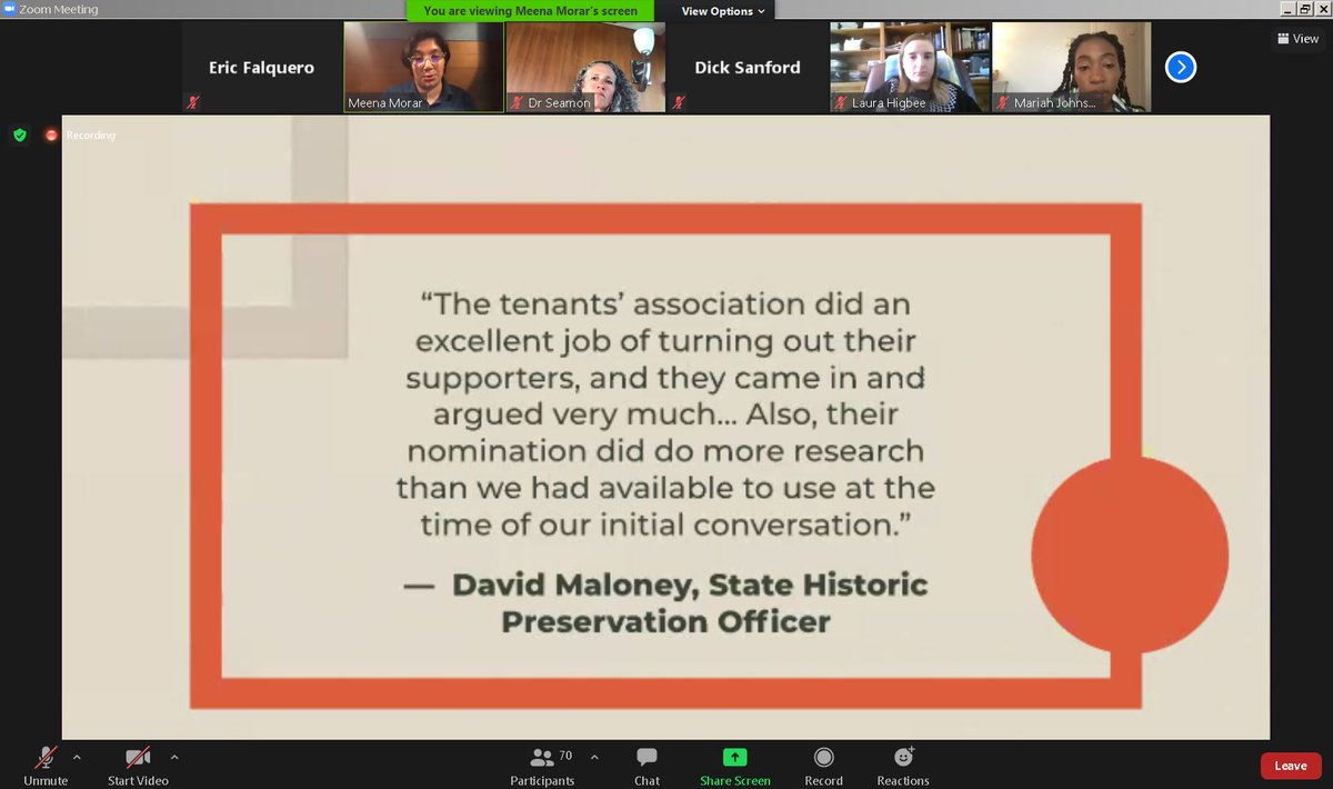 EricFalquero's tweet photo. Amazing to see watch former @streetsensedc reporter @maybemeena present her thesis on "historic" vs "historic preservation" by looking at what happened in tenants' last-ditch effort at Barry Farm.

It grew out of her work on this story https://t.co/Ske1c1PDoS

Well done, Meena!👏🏼 https://t.co/AtTod9xrV0