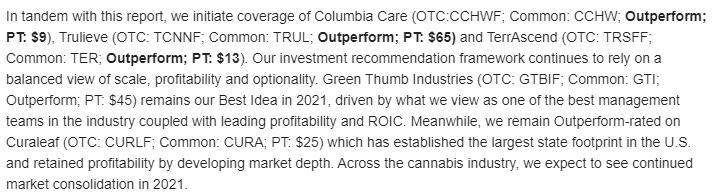 Invest420's tweet image. Cowen initiates coverage on $CCHWF $TCNNF and $TRSSF