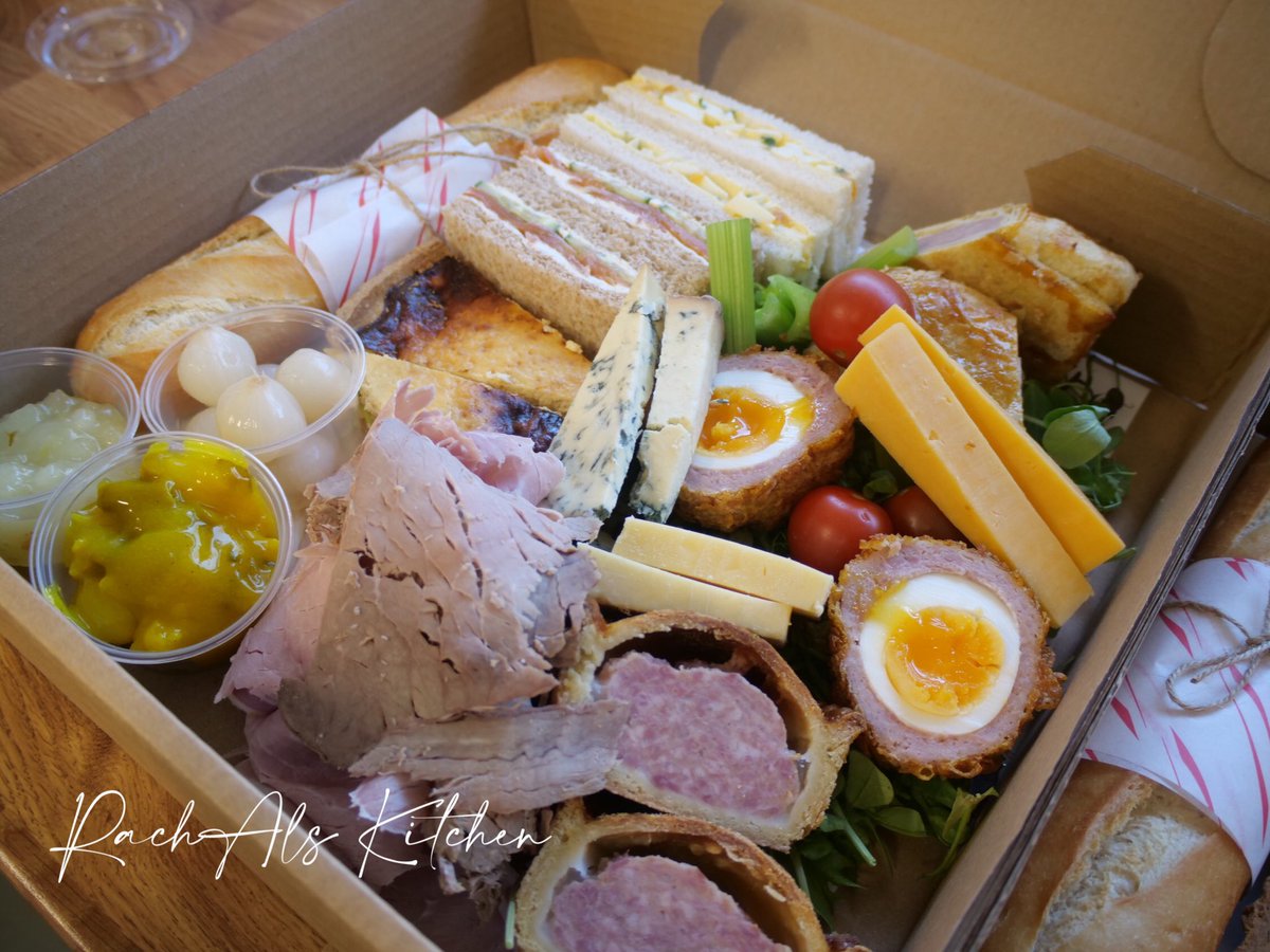 RachAlsKitchen's tweet photo. A few pictures of one of today’s #fooddeliveries ... a mixed #sharingbox of #afternoontea and #ploughmans .. all #savoury no #sweets .. it was very well received ... #catering #caterers #Meltham #Huddersfield ... https://t.co/PNTtkkAj9r