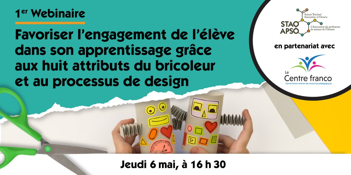Découvrez le mouvement bricoleur en vous joignant au webinaire animé par <a href="/danikforgues/">Danik Forgues</a> le 6 mai  2021 à 16 h 30.
👉Inscription : formapro.cforp.ca/session/detail… #APSO #STAO #MOUVEMENT #BRICOLEUR
<a href="/staoapso/">STAO</a> <a href="/LeCentrefranco/">Le Centre franco</a>