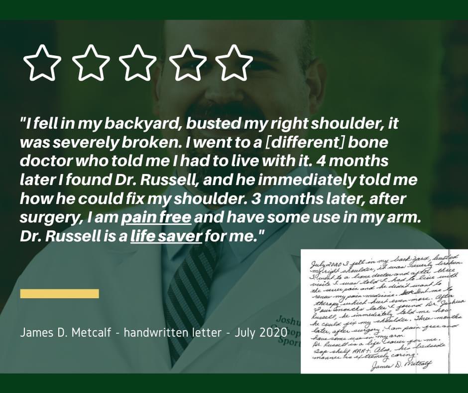 Proud of our Sports Medicine surgeon <a href="/jrussellmd/">Josh Russell</a> for his compassion, healing hands and expert skill.  What a privilege to care for others!