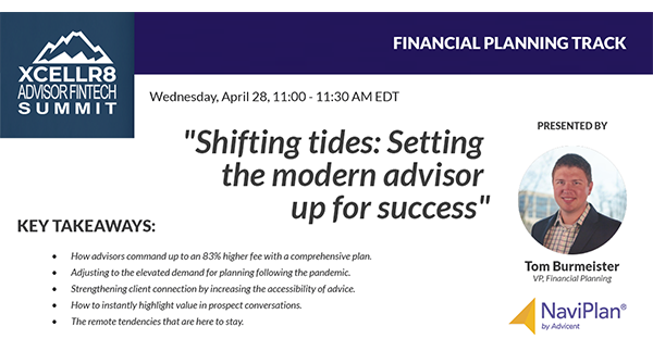 Register today for the XCELLR8 Advisor FinTech Summit and learn ways to superpower your planning &amp; strengthen client relationships #FinancialPlanning #Advisor with Guest Speaker Tom Burmeister, VP Financial Planning, @Advicent  finlocity.com/fintech-summit