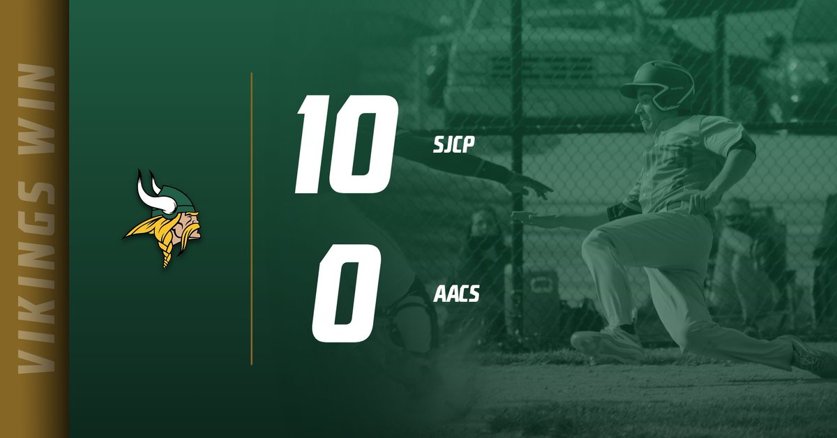 Baseball brings home a win! The Vikings dominate AACS 10-0 with a standout pitching performance by EJ Lowry. Great job boys!

#GoVikings #SJCPAthletics #TogetherAsOne
