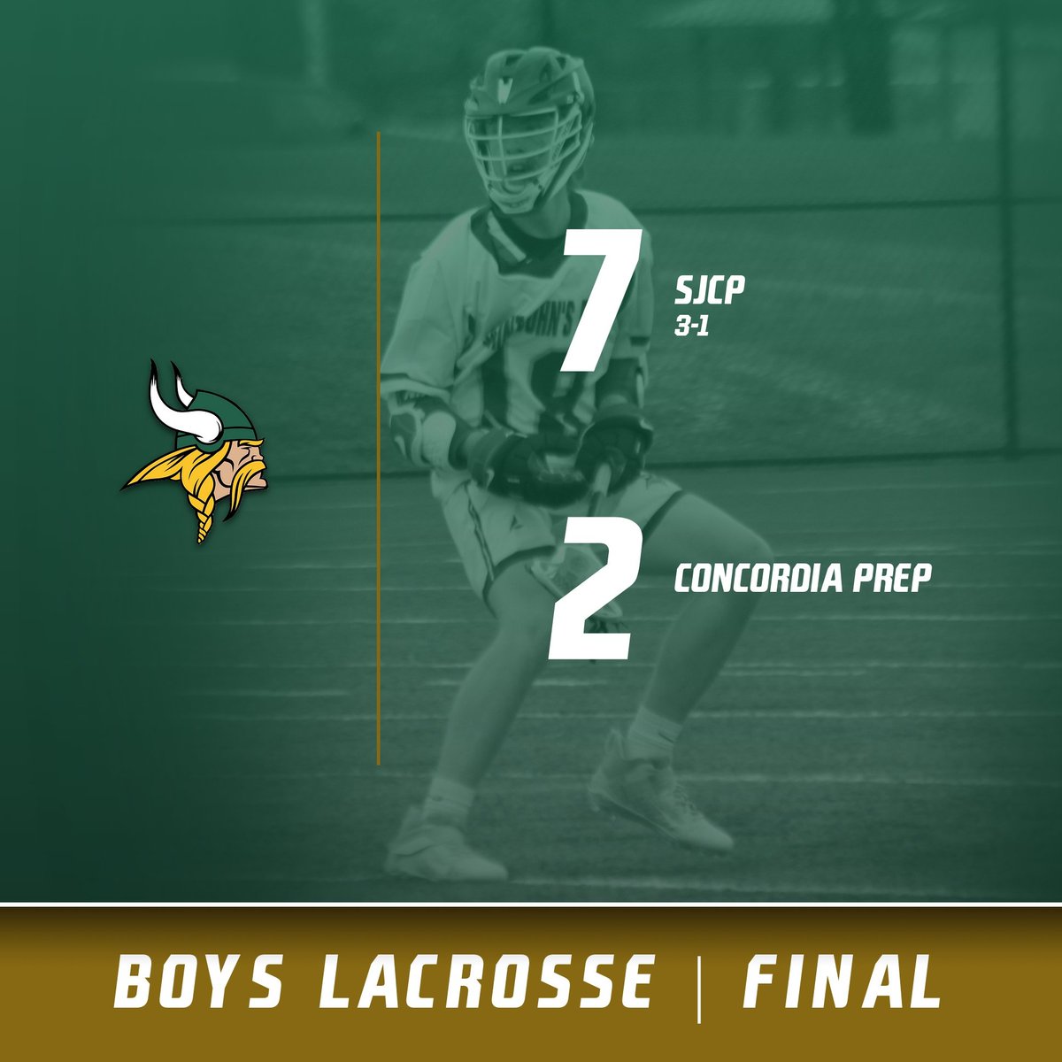 SJCP Boys Lacrosse brings home a big team win against Concordia Prep to move to 3-1 on the season. 

Highlight Performances:
Max Piraino: 3G / 1A
Griffin Sheridan: 2G
JD Nett: 1G / 1A / 10 Face-off Wins
Nick Gamarra: 1G
Keller Neuman: 1A
Tyler Grove: 10 Saves

#SJCPAthletics