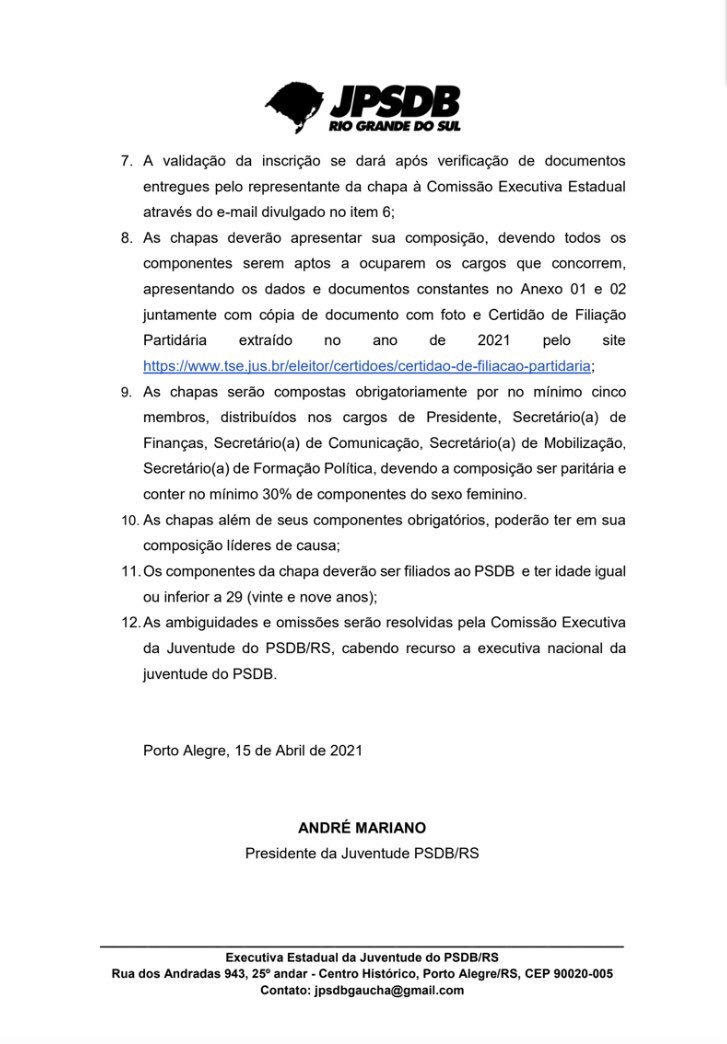 PSDB RS lança edital de convocação da convenção estadual - PSDB - RS