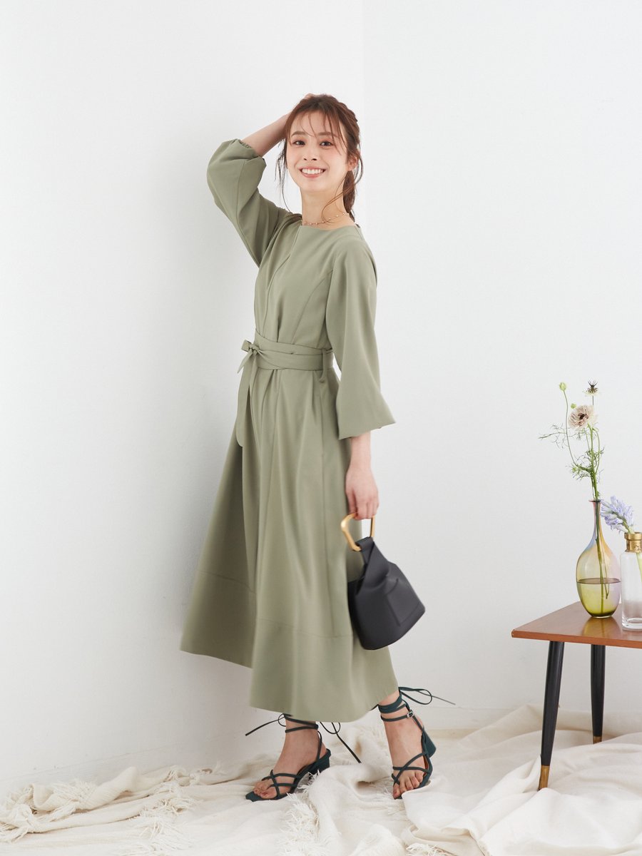 Cohina 155cm以下の小柄女性向けブランド Pick Up サッシュベルト付きワンピース T Co Qs7ev4nrkg ウエストを絞ってスタイルアップ ベルトなしでもゆったりと着こなせます 新作 春コーデ フェミニン ちびコーデ 低身長