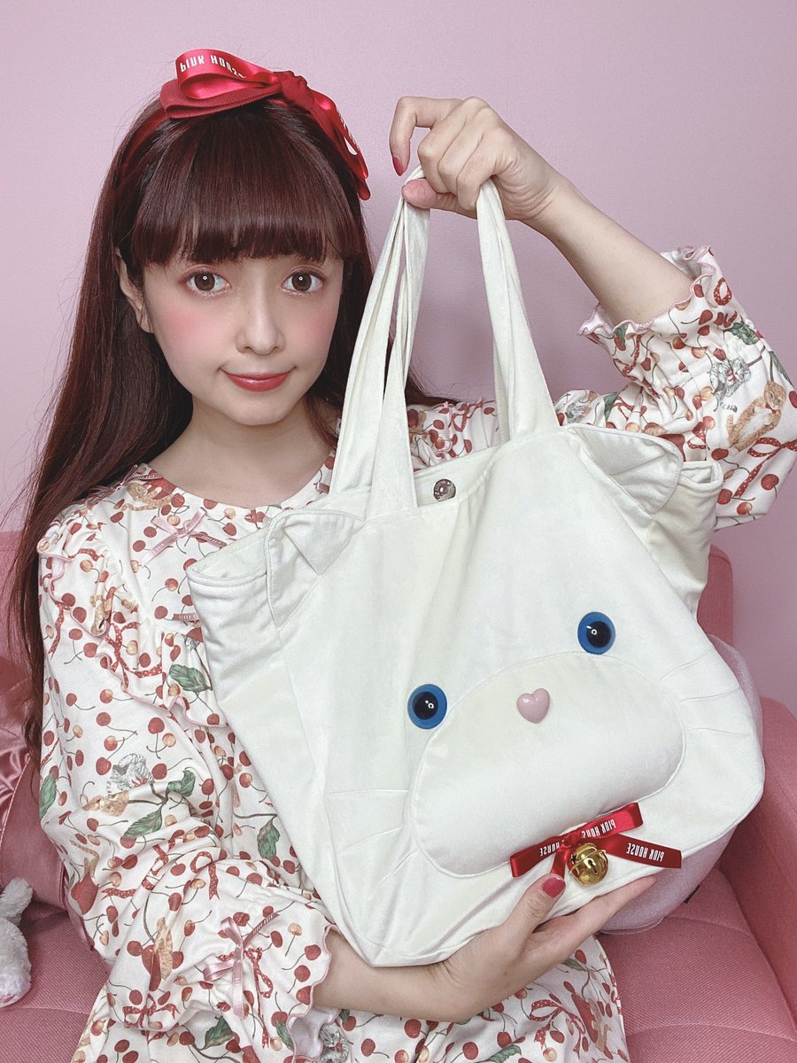 C*♡様 ピンクハウス♡青木美沙子×エリン子コラボ♡猫ちゃんバッグ　白 PINK HOUSEさんコラボ🍒🐱 ネコちゃんバッグ🐈 グレー、キナリ、ピンク