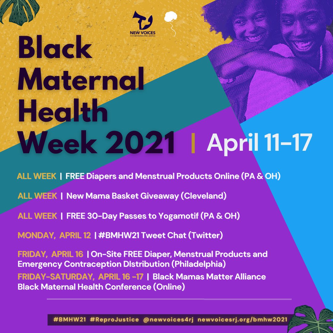 1billionpgh's tweet photo. Just a reminder of everything going on for #BlackMaternalHealthWeek! Go to https://t.co/A0Nx4pM4i3 for all events. Please share widely.

#bmhw21 #blackmamasmatter #reprojustice #newvoicesrj https://t.co/yZKnB9qQQ5
