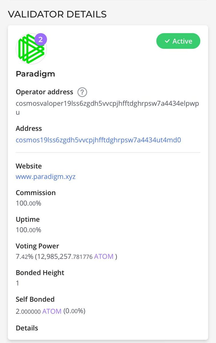 Btw Paradigm is staking $350 million in  $ATOM right now. Do you really think you’re smarter than Paradigm anon? https://www.mintscan.io/cosmos/validators/cosmosvaloper19lss6zgdh5vvcpjhfftdghrpsw7a4434elpwpu