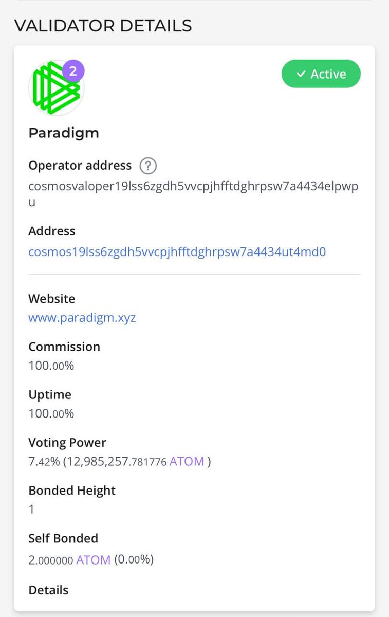Btw Paradigm is staking $350 million in  $ATOM right now. Do you really think you’re smarter than Paradigm anon? https://www.mintscan.io/cosmos/va...