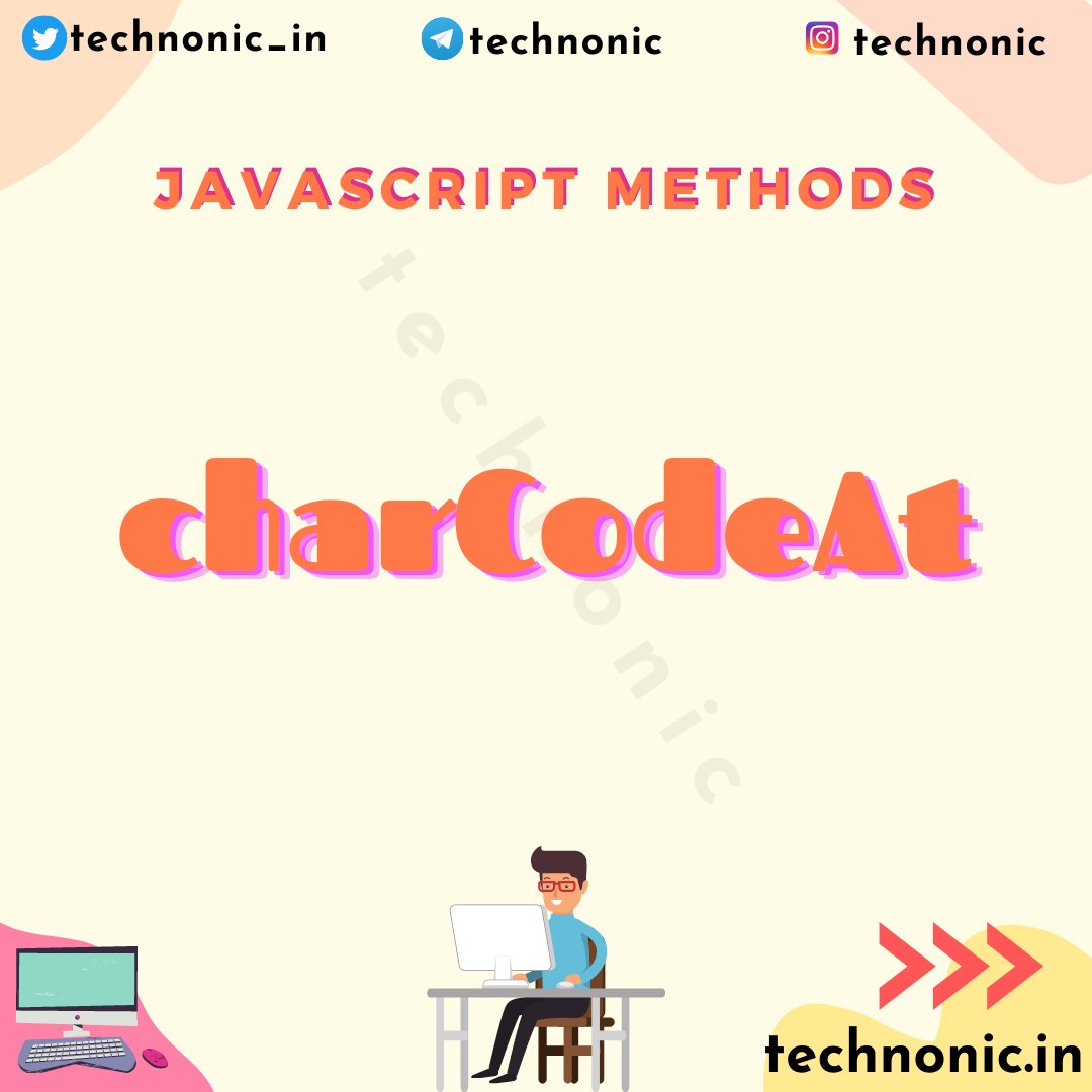 technonic_in's tweet image. charCodeAt

This method returns the Unicode of the character at the specified index in a string

#30daysofcode #javascrtipt #javascriptfunctions #30dayjavascriptchallenge #charCodeAt