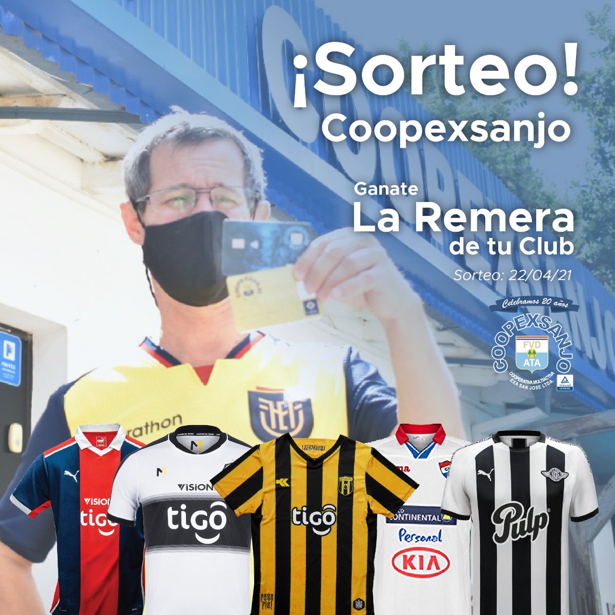 kichipoka's tweet photo. ¿Querés ganarte una camiseta de tu club? El sorteo sera el 22/04/2021. Para Participar: 1- Seguir a las cuentas de twitter de la  @coopexsanjo y a @kichipoka 2- Dejar tus 3 últimos números de CI. 3- Darle RT a este TW https://t.co/8yddChr52L