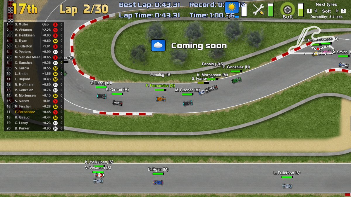Applimazing's tweet photo. Car editor, damage, penalties and medium tyres will come with Ultimate Racing 2D 2.

#gamedev #indiedev #gamemaker https://t.co/NCbes8ng51