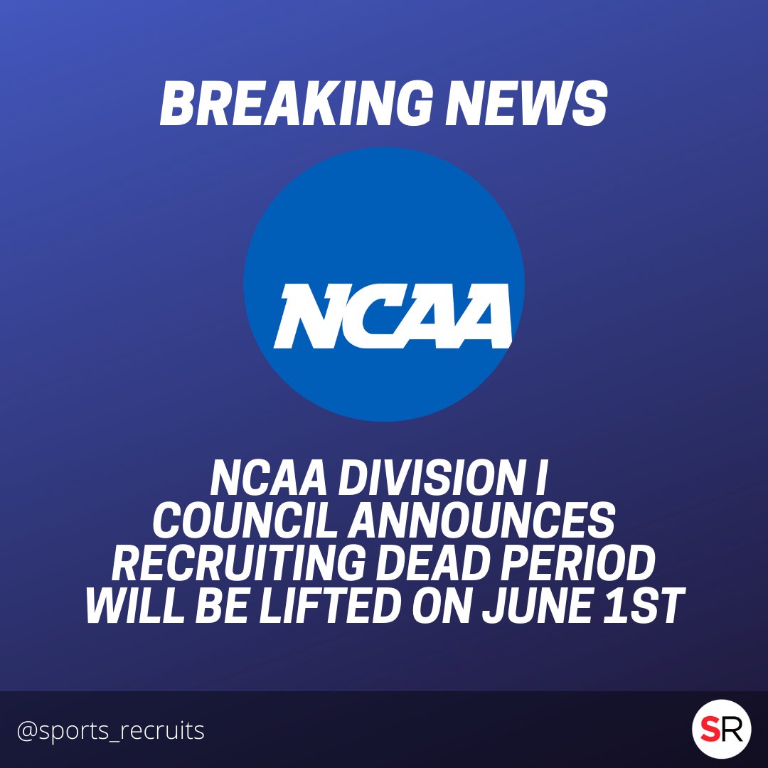 BREAKING NEWS 🚨🚨🚨

All Division I sports will return to their regular recruiting calendars beginning June 1st; This means the dead period will officially end!