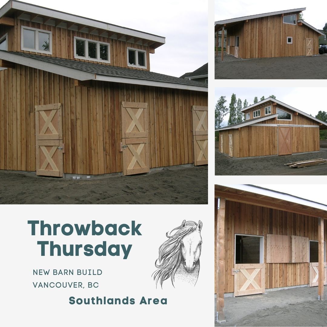 BuilderReid's tweet photo. Many times people have asked us "What do you build?"  Actually, we build a lot of different buildings. Here is the barn we did several years ago with thoughtful features incorporated.  🐴 ❤️ 
#ThrowbackThursday  #horselife #southlands #vancouverbuilder #barnlife #vancouverbc https://t.co/fltYdsPq97