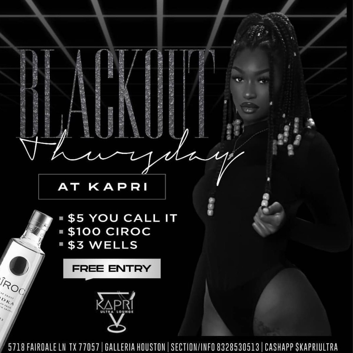 tonightintally's tweet photo. Free entry !! tonight after #HennyU pull up to Kapri for Blackout Thursday’s !!! the after party 🍾18 and older!! 5$ you call it 100$ ciroc 3$wells and great food DM @Kalimitch7 for sections #TxsuSpringFest2k21 #txsu24 #txsu23 #txsu22 #uh24 #uh23 #pvamu #pv24 #pv23 #shsu #txsu https://t.co/9FP3kMv1Ny