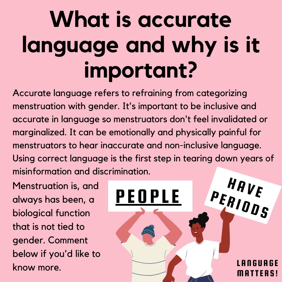heyperiod's tweet photo. Head over to our Instagram @_heyperiod to learn more about using accurate language when we describe those who menstruate! #MenstruationMatters #inclusion #language #stigma #periodshaming #periods #pms https://t.co/EYiME6fsoE