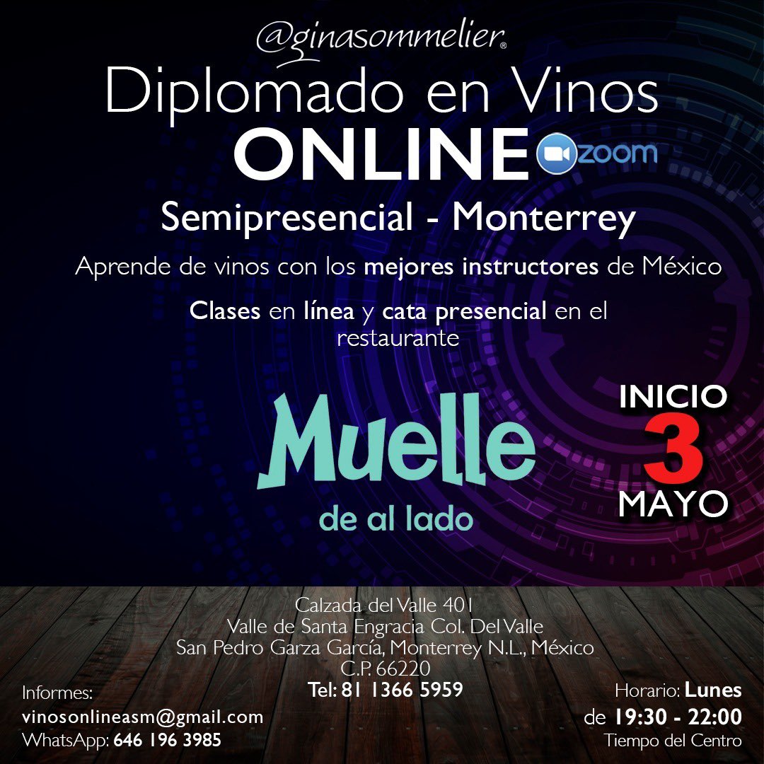 Amigos de Monterrey, les traemos grandes noticias: el próximo Diolomado en Vinos Online tendrá una modalidad semi presencial en Muelle de al Lado. 

¡Informes al correo electrónico! 🤩

#DiplomadoVinos #DiplomadoEnVinos #DiplomadoSommelier