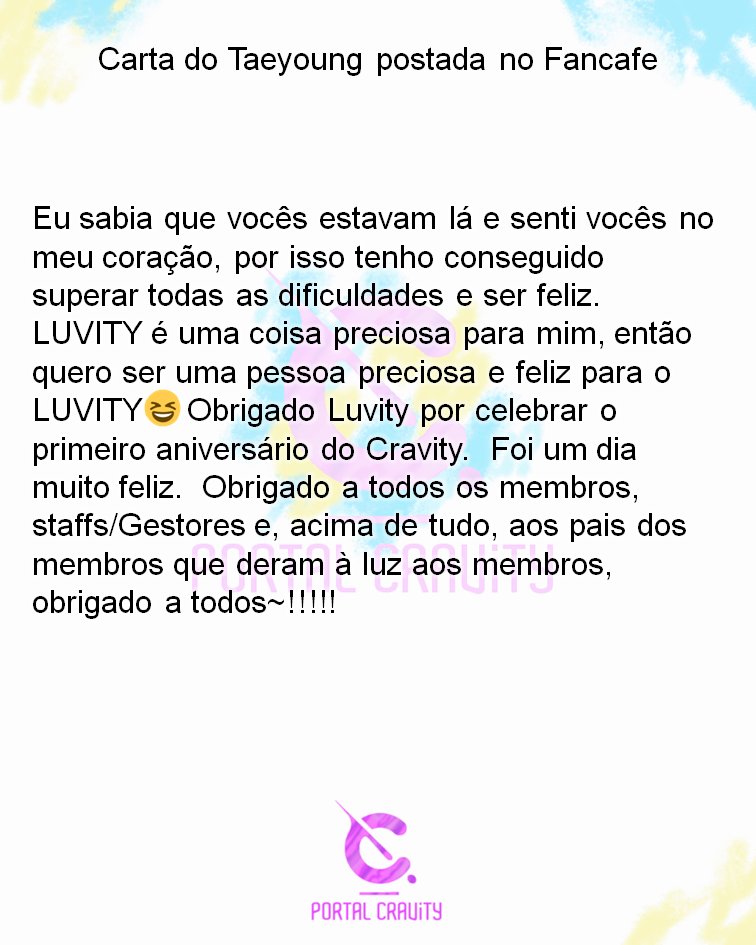 PortalCravity's tweet photo. [VLive] 

Carta em comemoração ao 1 Ano de CRAVITY🎂

(Fotos abaixo, a foto com fundo preto também foi postada por Taeyoung) 
#CRAVITY #크래비티 @CRAVITY_twt
#HAPPYCRAVITYDAY
#우리가_함께한_사계절을_기억해
#Special_Thanks_to_LUVITY https://t.co/EfFAtRXUGB
