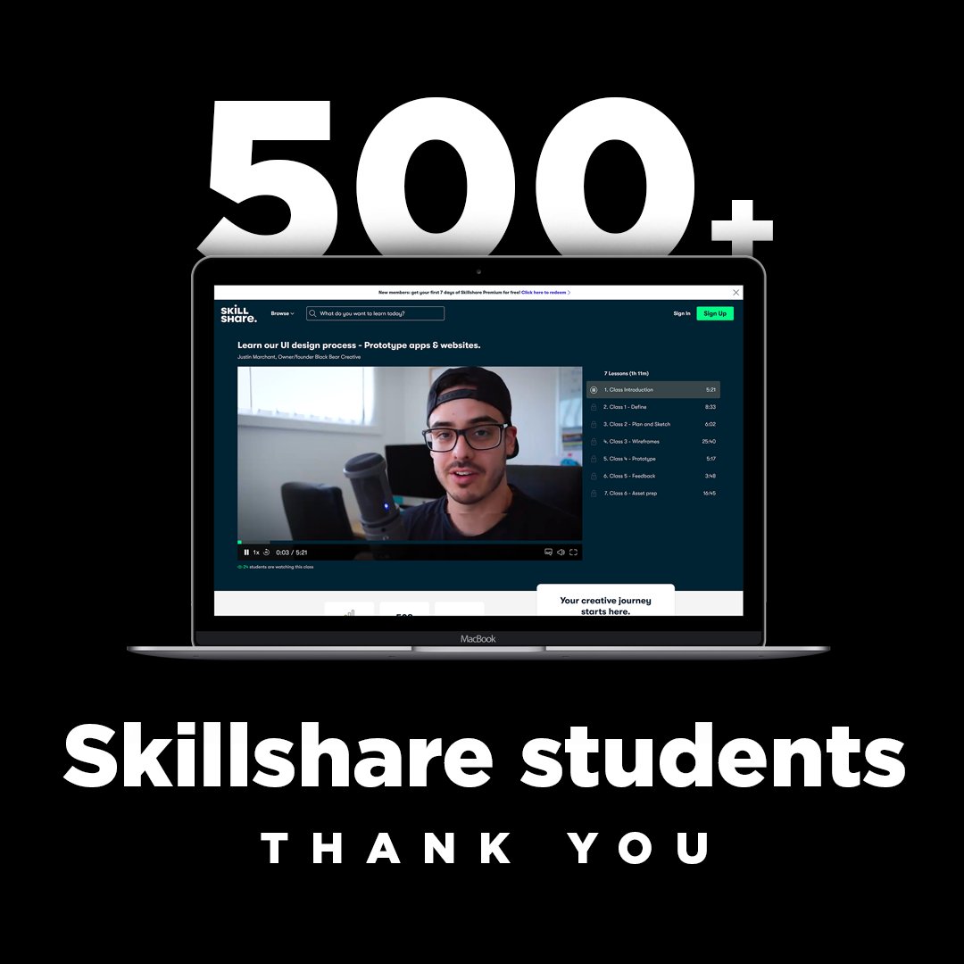 B_BearCreative's tweet image. Good to see people enjoying our design classes on @skillshare. What new classes should we create? 
Sign up and check out the classes here:
skillshare.com/r/user/blackbe…

#skillshare #onlinelearning #graphicdesign #UI #ux #design