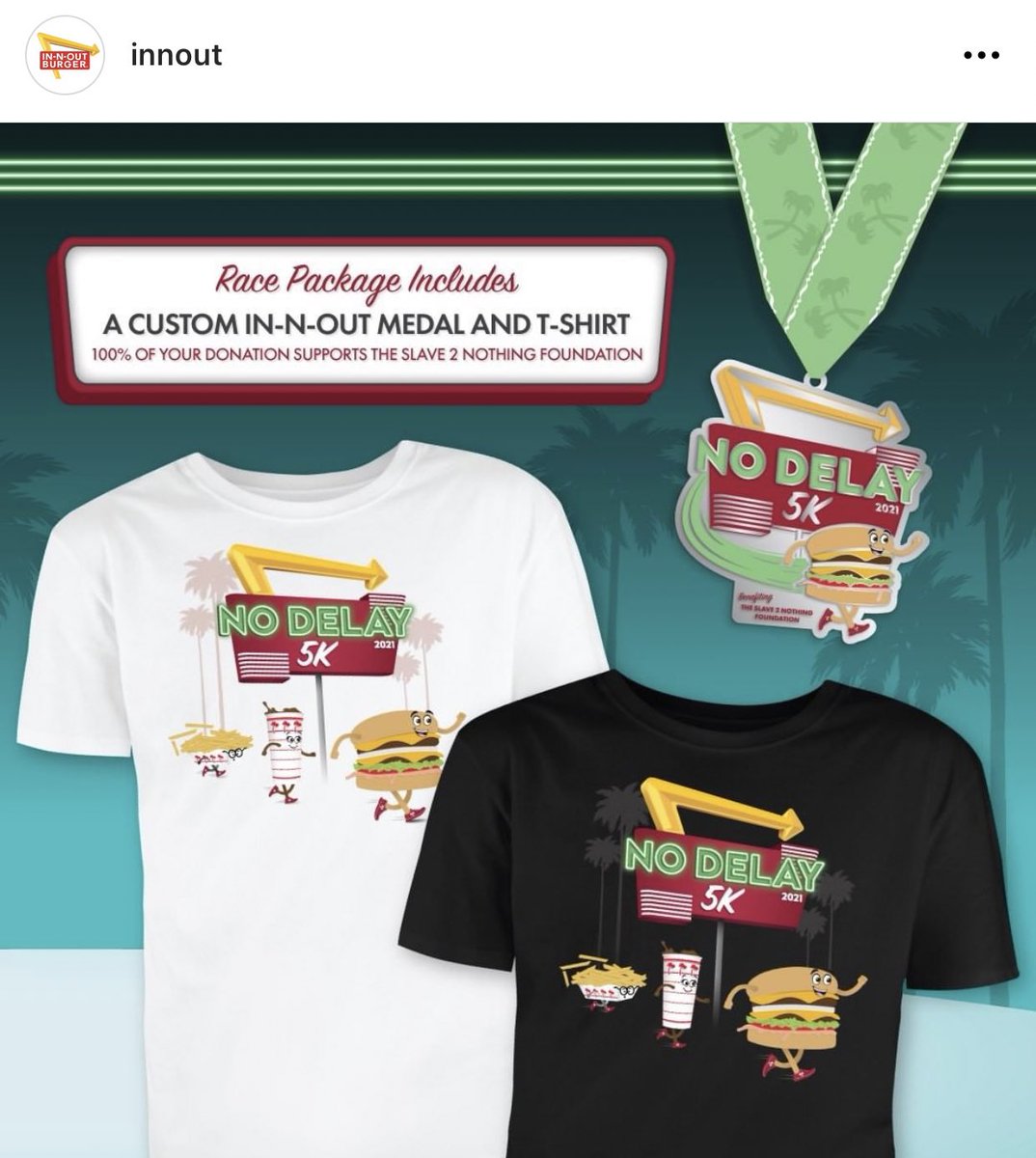 yimacs's tweet photo. innoutの5K、Tシャツとメダルで$30とか!
donationマラソンだしこれは申し込む!🙂
Tシャツのカラーがどっちにしようか迷う…イナナウト感出すなら白だけど、ケチャップついたら泣けるしなぁ…
#innout #slave2nothing #nodelay5k https://t.co/TVcCl6ZHwg