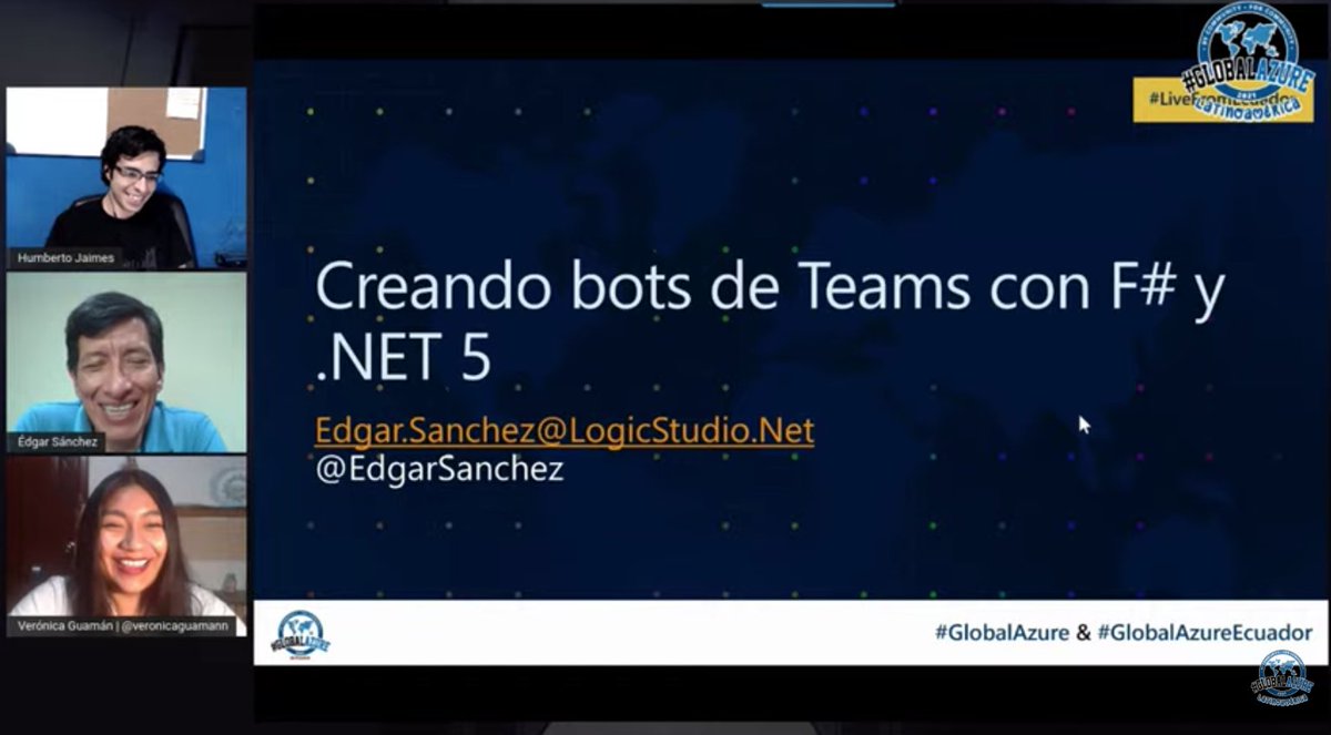 darkicebeam's tweet image. Y también @EdgarSanchez nos presenta &quot;Creando bots de #msteams con #fsharp y #dotnet5&quot;

#GlobalAzureLatam 

En vivo: youtube.com/watch?v=_2cUDQ…

#Azure #GlobalAzure