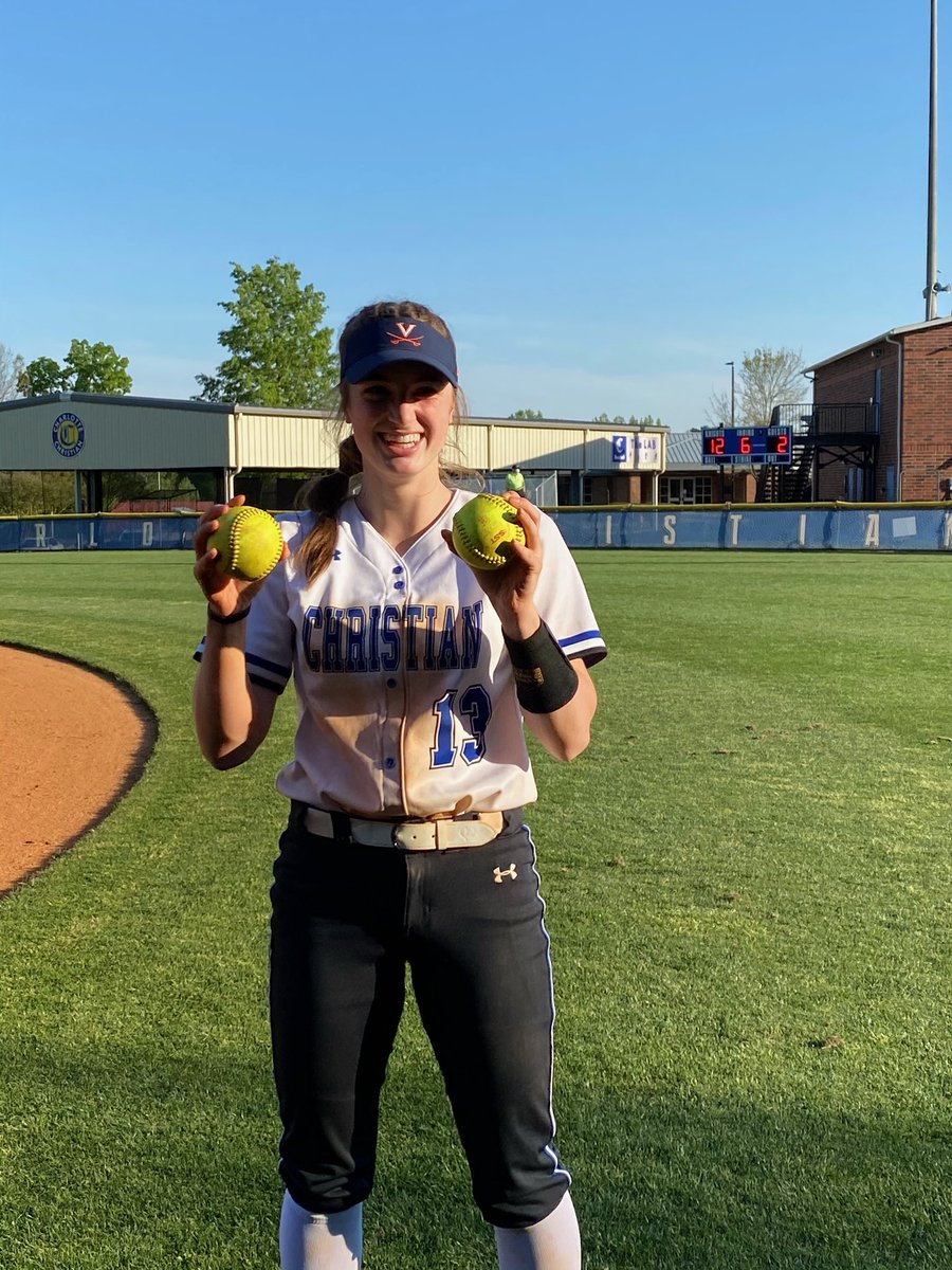 CCSSoftball's tweet photo. Some pictures from today’s game. #GoKnights #RecordsBroken @mceaton04 ties the 🏫 💣 record with 8 💣 - 2 today and @kg_prather sets the 🏫 record for BB’s with her 18th of the year https://t.co/5WjTUtuFSZ