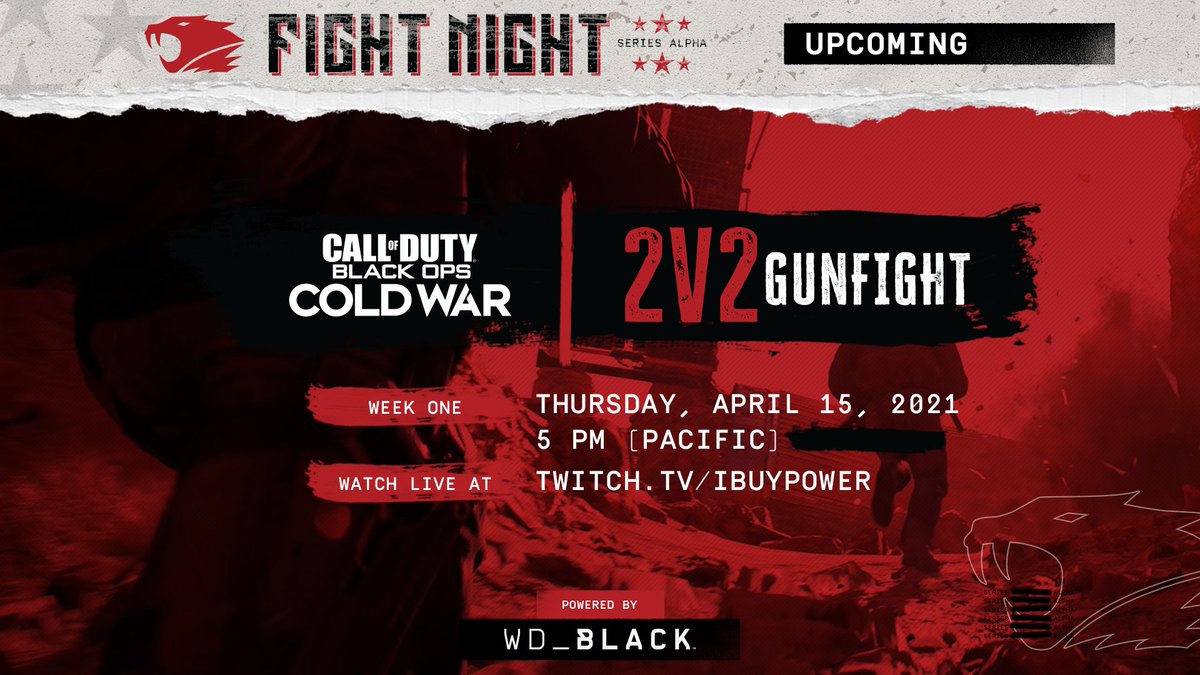 Eight stream teams fight it out until the bitter end in Fight Night: Series Alpha! ☢️

Tune in to WIN a 1 TB <a href="/wd_black/">WD_BLACK</a> <a href="/CallofDuty/">Call of Duty</a> Special Edition SN850 SSD yourself! #ibpfightnight

Live now: twitch.tv/ibuypower