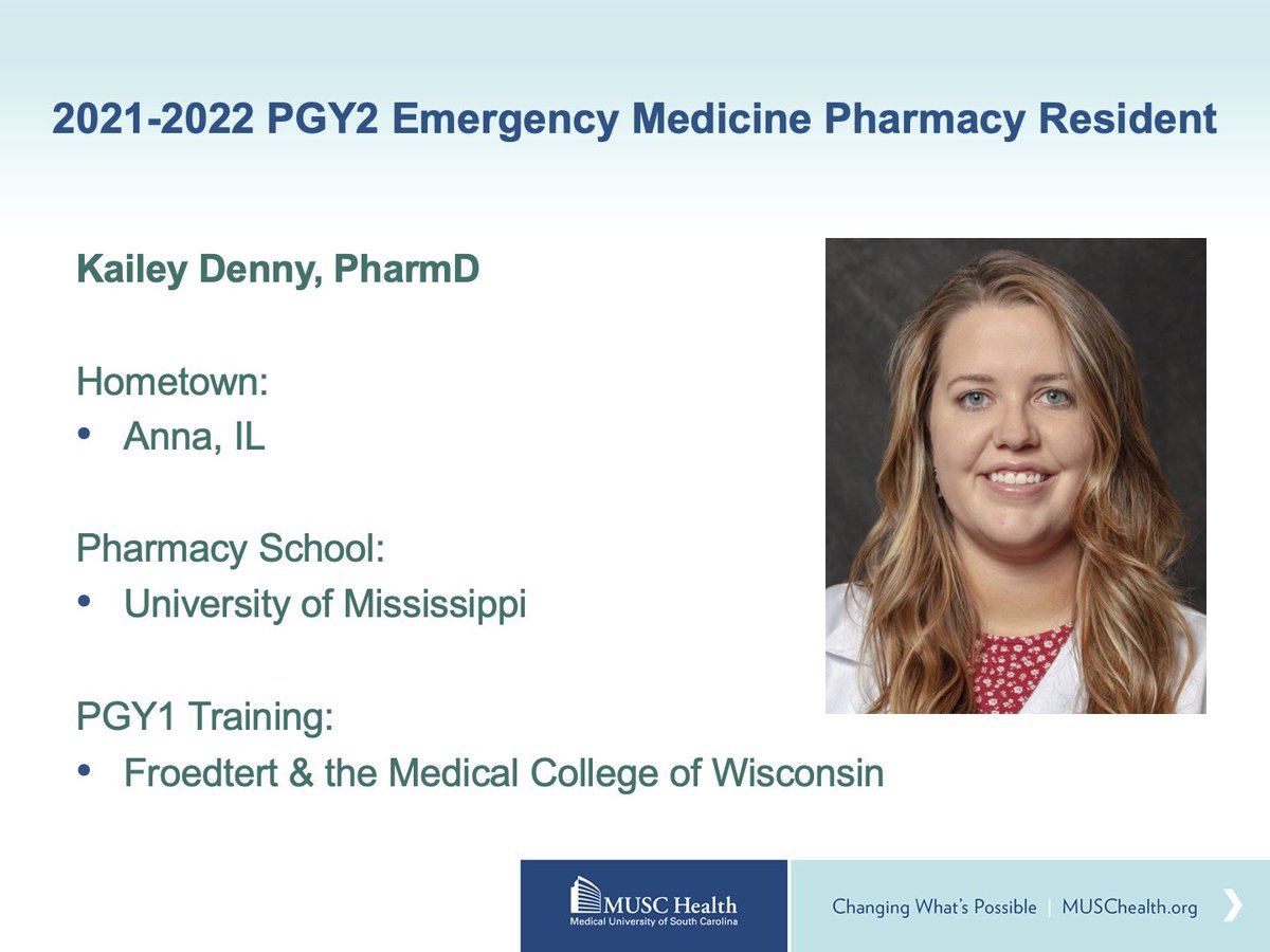 Introducing <a href="/MUSChealth/">MUSC Health</a>'s 2021-2022 PGY2 Emergency Medicine Pharmacy Resident✨
