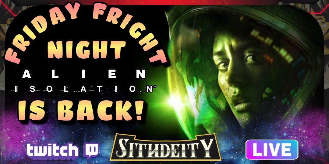 Sith_deity's tweet image. FRIDAY FRIGHT NIGHT IS BACK❗from 5pm after @PlayApex duo stream w/ @TeejayBlitzClan
👉 twitch.tv/sithdeity 👈

#twitchstreamer #SmallStreamersConnect
#LetsGrowStreams
#smallstreamer
#twitchaffiliate
@share_stream
@TwitchHost
@sme_rt
@ShoutGamers
@TwitchSharing
@Streamboosts