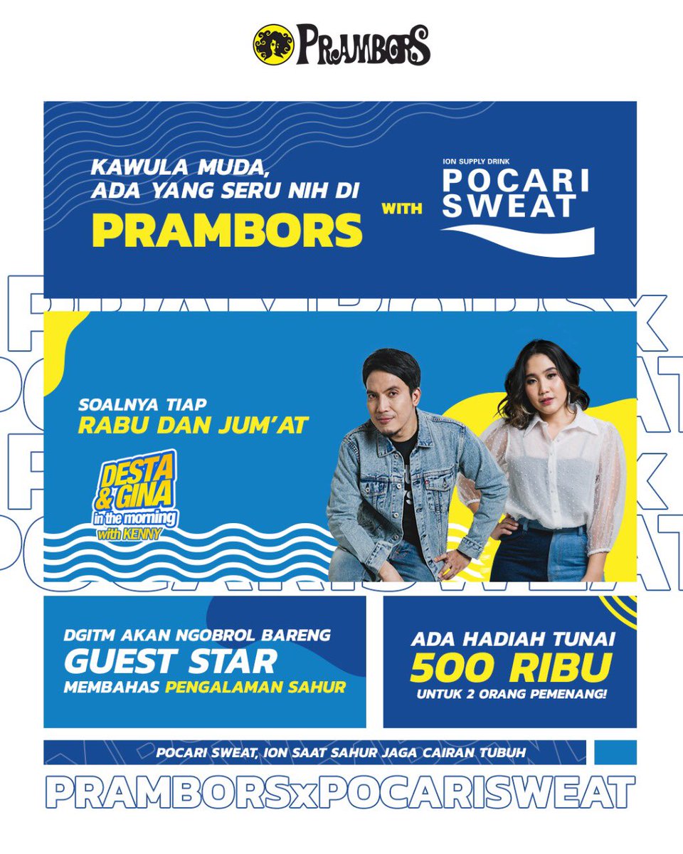 Prambors's tweet photo. Yuk Kawula Muda, Mulai kebiasaan baik saat sahur agar puasa tahan lama seharian. 

Ceritain apa aja sih persiapan sahur check kamu : Nama_Usia_Kota_ Persiapan Sahur Check, kasih #IONSaatSahur dan mention @Prambors @pocariID https://t.co/xJRgYX9iVb