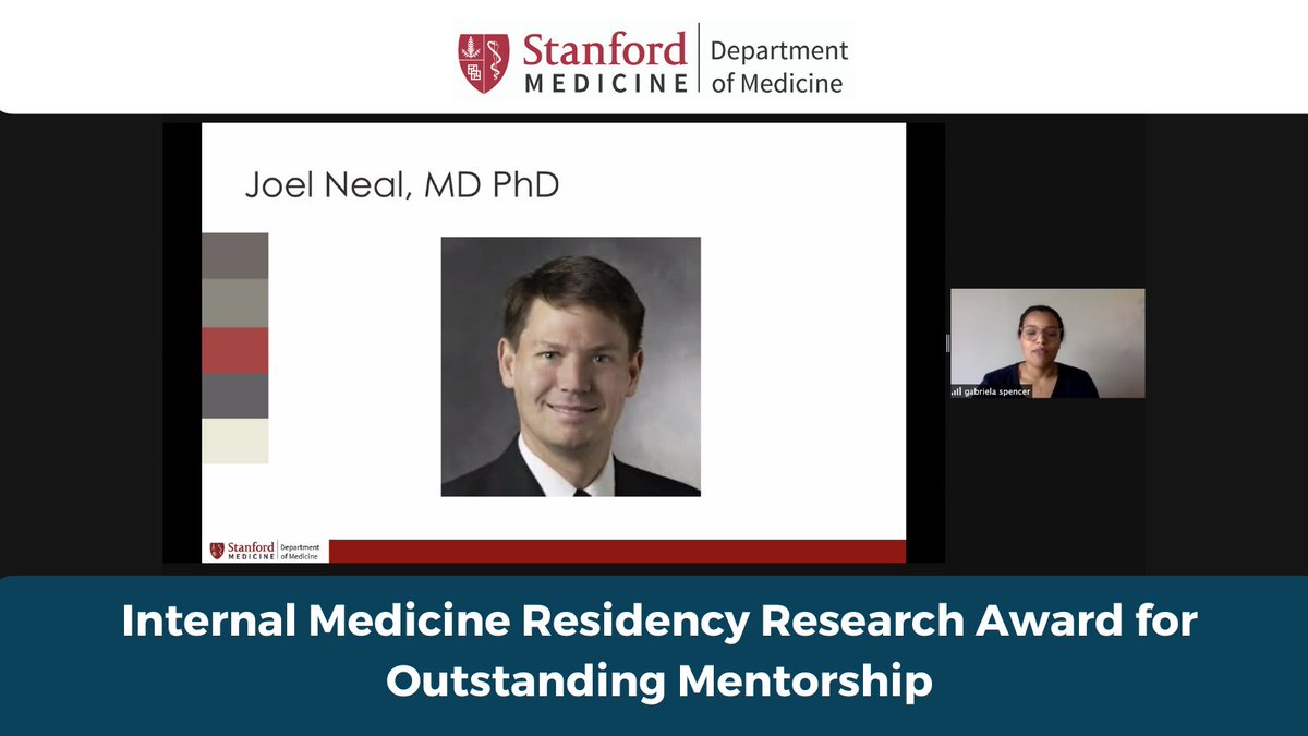 StanfordMedRes's tweet photo. @StanfordMedReswould like to thank all of the faculty, residents, and staff who made our 4th Research Symposium a huge success. We would like to congratulate all of our resident winners, and 
@JoelNealMD for receiving the first IM Research Award for Outstanding Mentorship! https://t.co/IavZh2PYJA