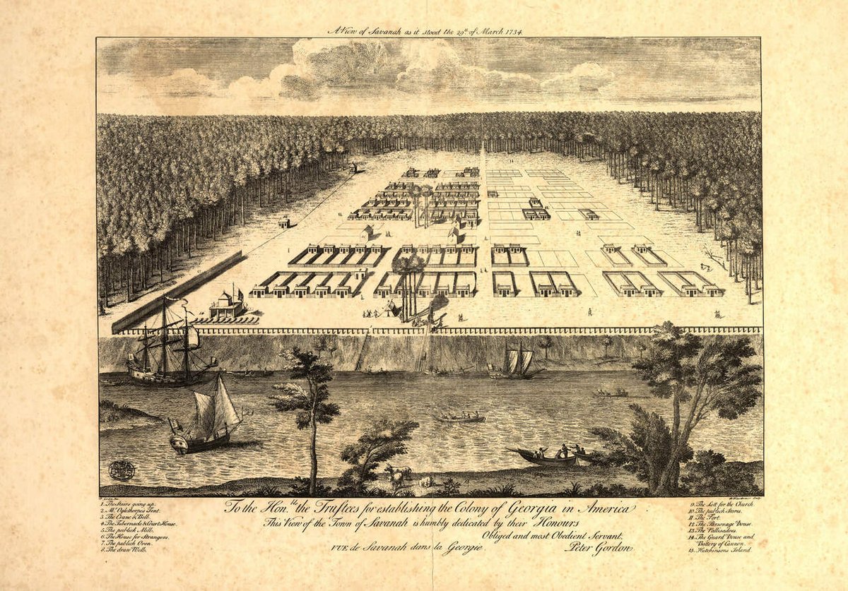 Savannah - 2/  #travel  #history  #Georgia  #USA – This beautiful city is several miles inland on the Savannah River. Oglethorpe's brilliant and famous  #masterplan of squares at the center of superblocks continues to this day. These maps show 1734, 1818 and present day.  #architecture