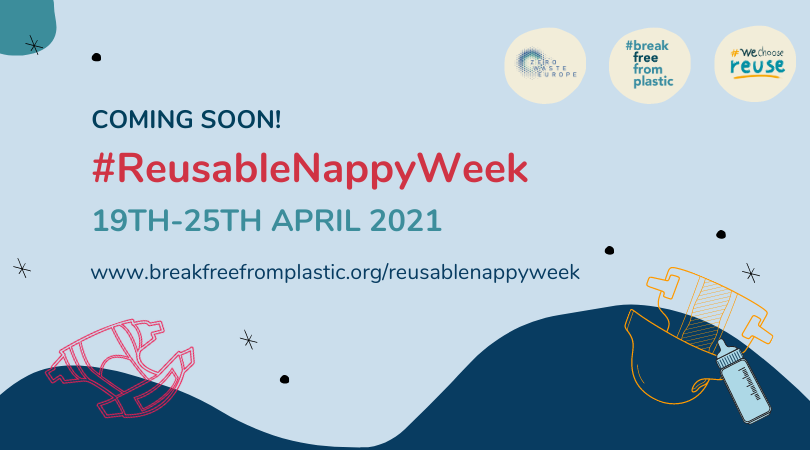 🥳 #ReusableNappyWeek is coming! From April 19th, we are joining the annual week of action putting the spotlight on reusable nappies. Will you? 👀 Watch this space to discover how you can get involved 👀 #WeChooseReuse #BreakFreeFromPlastic #MakeClothMainstream