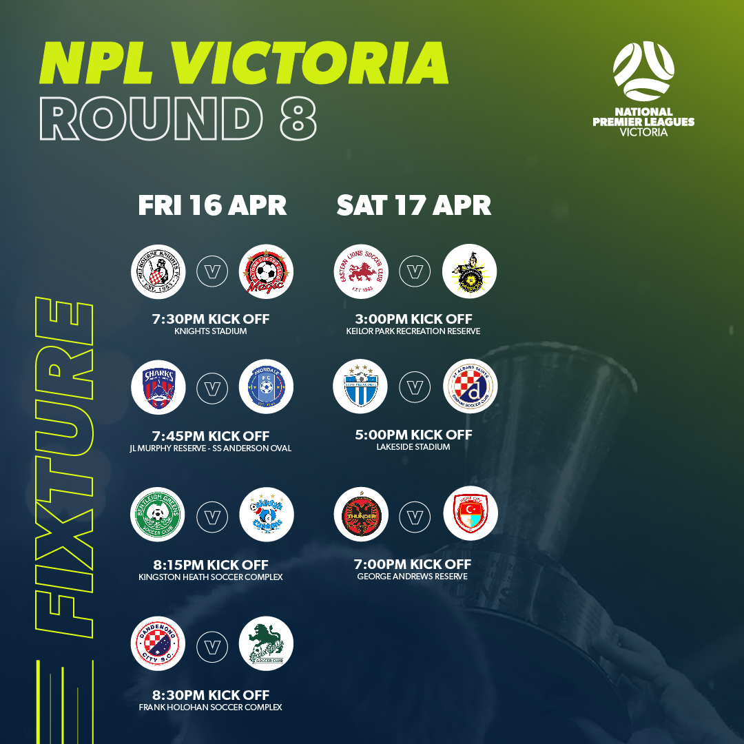 GAMEDAY! Round 8 of the #NPLVIC kicks off tonight!

🎥Can't make it? Watch the live streams on NPL VIC Facebook or Youtube.
