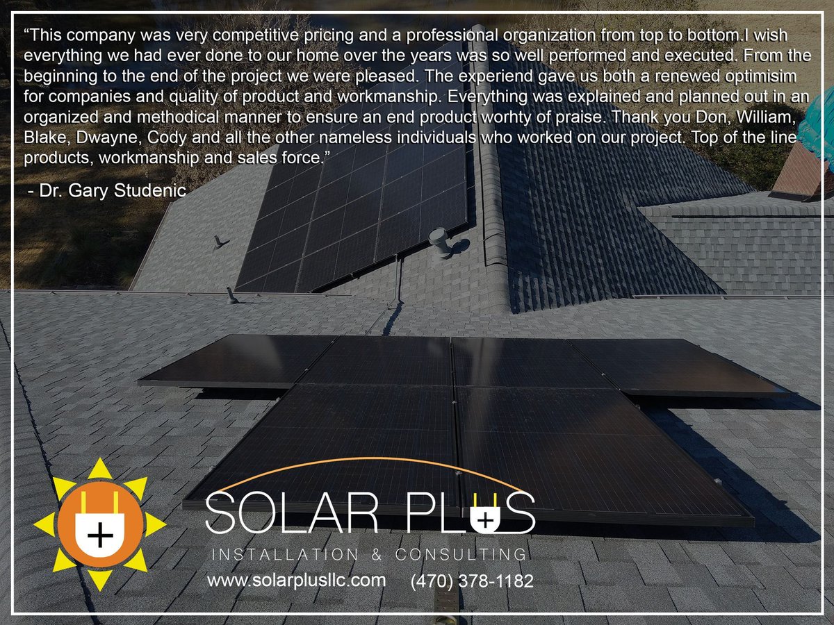 It's always great to hear kind words from our customers!
Visit solarplusllc.com to learn more about going solar today!

#NABCEP #Climate #Energy #Solar #SolarPower #RenewableEnergy #Renewables #GoSolar #Atlanta