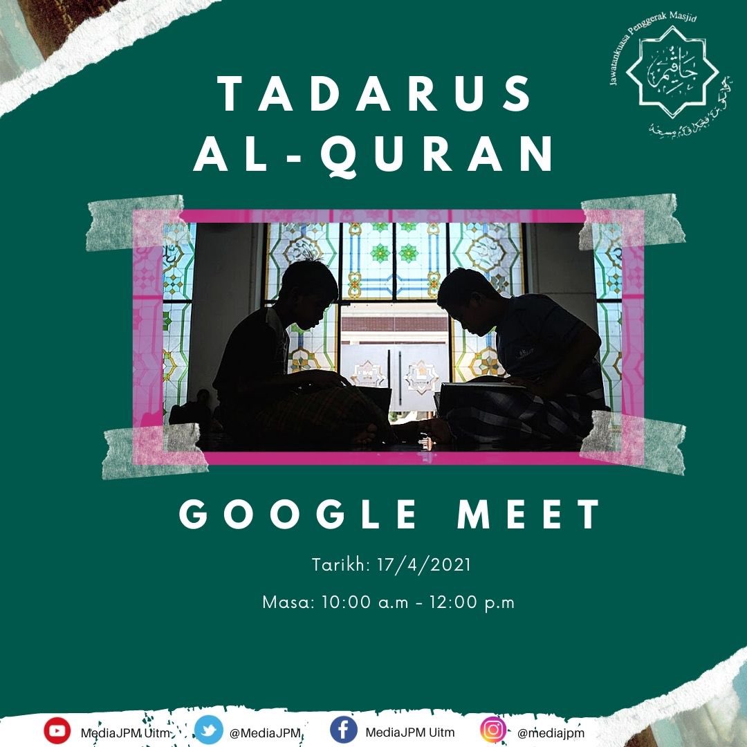 MediaJPM's tweet photo. 🎉 Bagi mengisi nikmat masa lapang dirumah dan juga bagi menghayati bulan Ramadan yang penuh keberkatan, Jawatankuasa Penggerak Masjid telah mengambil inisiatif mengadakan Program #TadarusTime mari sama-sama kita menghayati Satu Jam Bersama Al-Quran 💕 https://t.co/h0tew0YXaI
