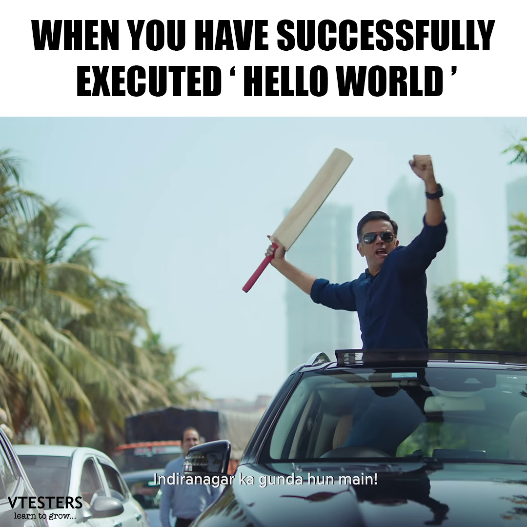 Remember that feeling when you executed your first program and your felt that now you can conquer the world.

#IndiraNagarkaGunda #RahulDravid #credAd 
#softwaretesting #Python #AWS #cybersecurity #softwareengineer #testingcourses #softwarecourses #vtesters #learntogrow