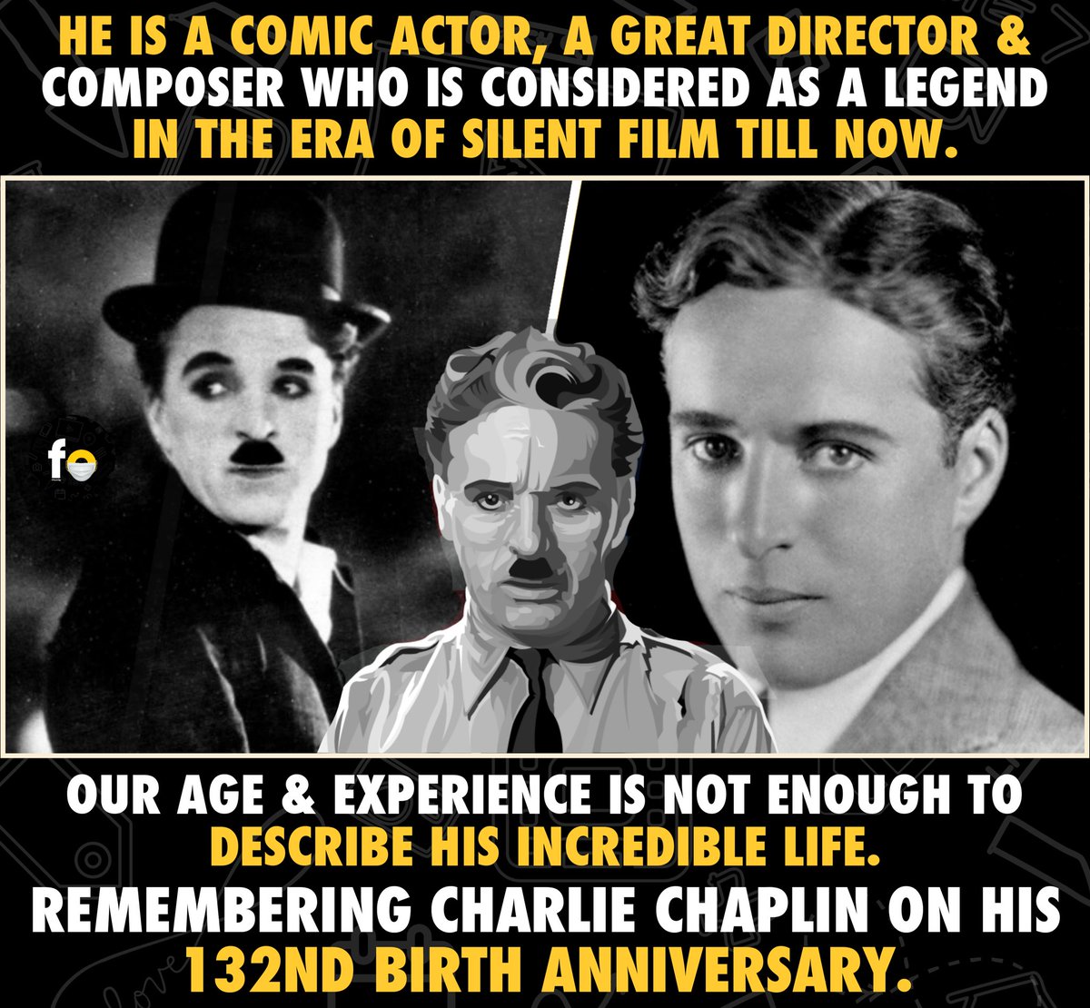 He Is Just A LEGEND...
#HBDCharlieChaplin

#CharlieChaplinBirthAnniversary #RememberingCharlieChaplin
#HappyBirthday #BornToday
#Entertainment
#ChaplinChaplin #MaskUp #FilmOrama