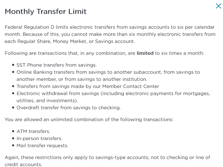 xtremeoutlier's tweet photo. @AlliantCU How 'bout removing the myth from your website that Reg D is the reason that transfers are limited to 6 per month?  This restriction was eliminated almost a year ago ( https://t.co/tdEkixChre ) so Alliant's policies are the actual reason the restriction still exists. https://t.co/0DyA5DX3FC