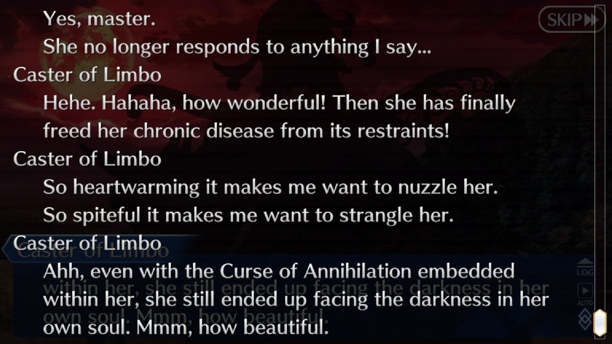 And here in Shimousa, we already start to see hints of foreshadowing as to what Douman's story in F/GO really is. Limbo in their appearance makes dramatic speeches, talking about the things like the darkness in people's souls. Its easy to think its the ravings of an evil madman.
