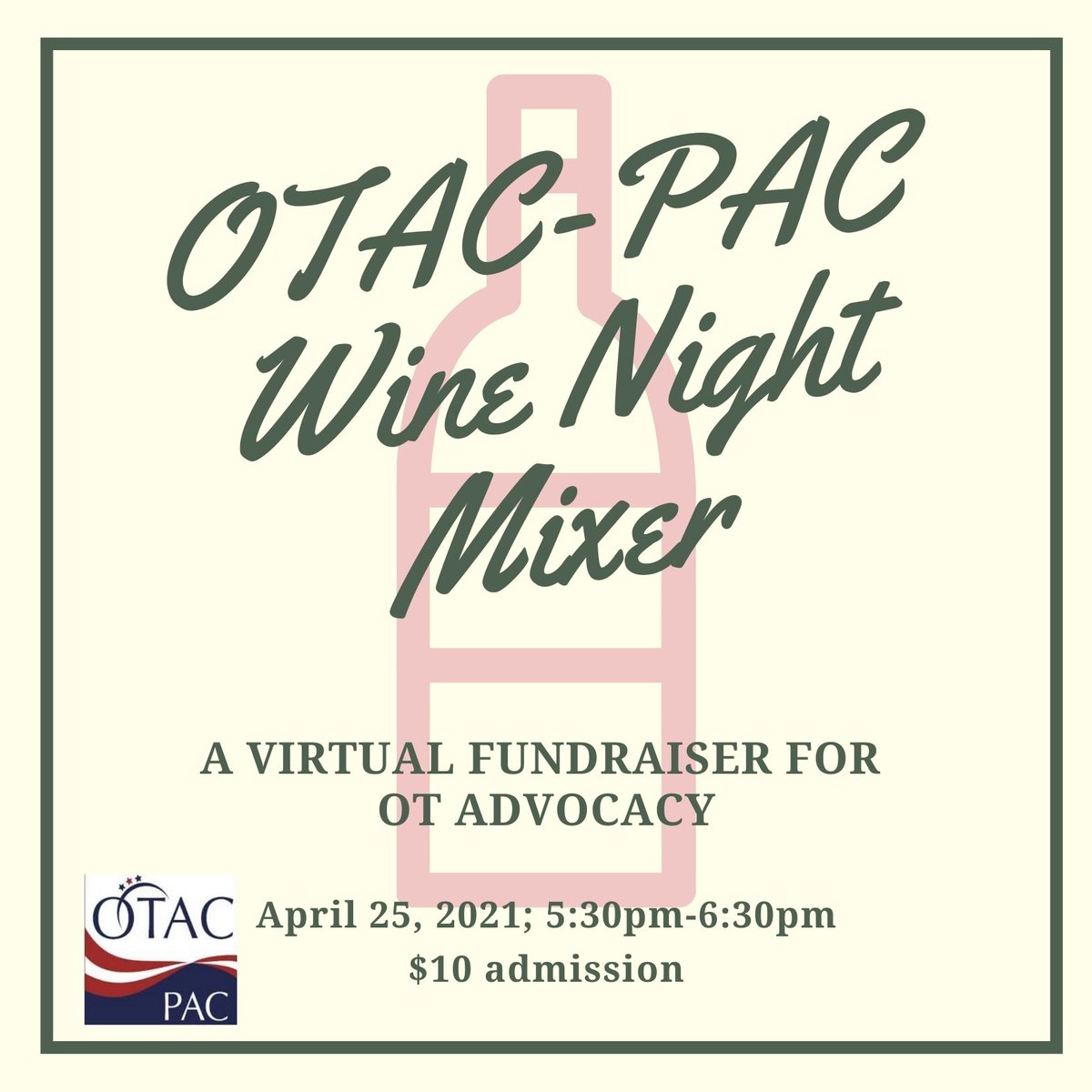 OTACPAC's tweet photo. It's 10 days until our virtual wine night mixer to fundraise for OT advocacy!

Register here: https://t.co/Mx5JmTAWTD https://t.co/W4lEyrlH8C