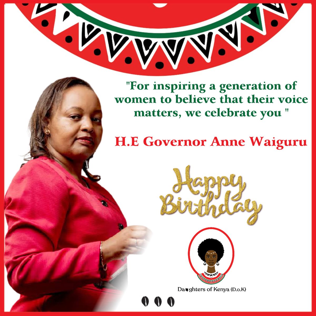 Happy to H.E Governor <a href="/AnneWaiguru/">Anne Waiguru EGH, OGW</a> thank you for setting the pace for women in this country. We appreciate you and we celebrate you today. #WaiguruAt50