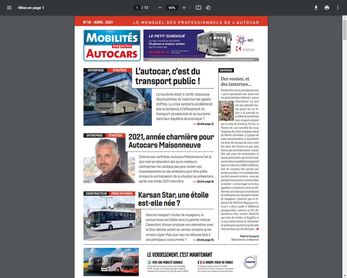 Le numéro d'avril 2021 de Mobilités magazine Autocars est à lire en ligne !
👉mobilitesmagazine.com
<a href="/FNTVFrance/">FNTV France</a> <a href="/REUNIRmobilite/">RÉUNIR</a> <a href="/_OTRE_/">OTRE</a> <a href="/AutMaisonneuve/">Autocars Maisonneuve</a> #autocaristes #transportroutierdevoyageurs #Karsan #transportpublic
