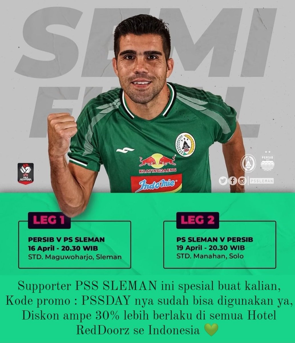 Supporter PSS SLEMAN ini spesial buat kalian,
Kode promo : PSSDAY nya sudah bisa digunakan ya,
Diskon ampe 30% lebih berlaku di semua Hotel RedDoorz se Indonesia 💚 #PSSDAY #PSSLEMAN #SLEMAN #COSE #SLEMAN #BCS #SLEMANIA #ALE #PIALAMENPORA #SLEMANIA #PSS