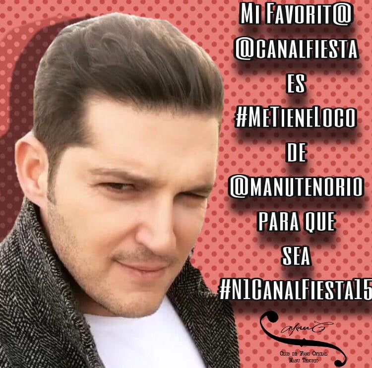 FCManuTenorio's tweet photo. Mi Favorit@ @canalfiesta es #MeTieneLoco de @manutenorio para que sea #Top50 #N1CanalFiesta15 ⚡💯🙌
⏯ https://t.co/v4xbusJISX ♥️
🤗Muyyyy Buenos Días ... votamos? 💪🔝😊
Muuuuuack’sssss 😘🥰#manutenorio #nosotrosenlanoche #fansclubmanutenorio https://t.co/xI3ZMuxRme