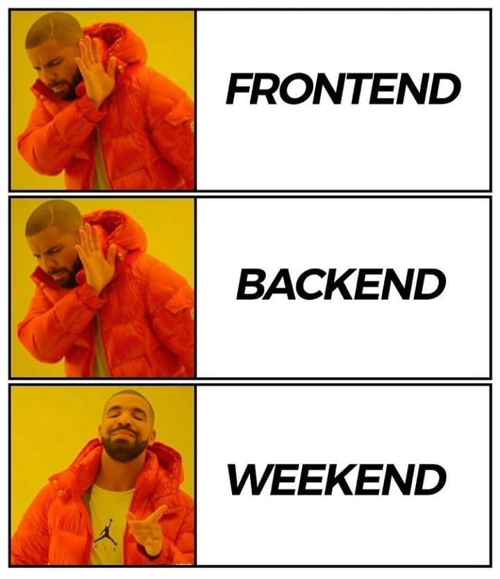 KrishaWeb's tweet image. The weekend is almost here!😃

#frontend #backend #weekend #developers #100DaysOfCode #webdevelopers #programmers #coders #KrishaWeb