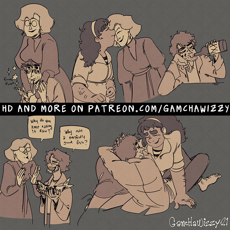 two goils and their feral manlet bf that they just picked up from the beach
posted a new batch of sketches :3c