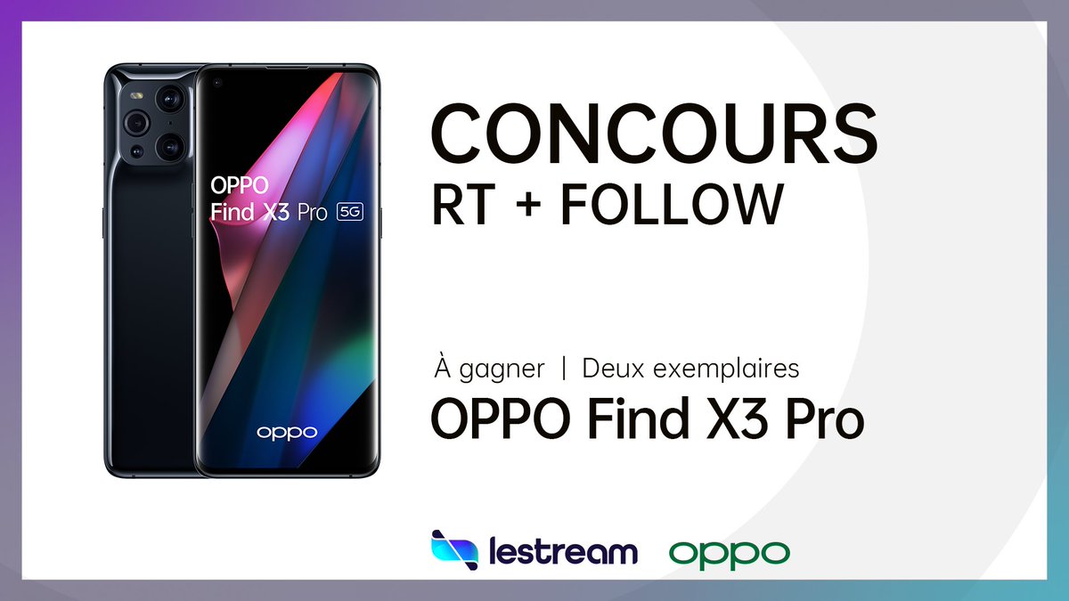 🎁 #Concours #AwakenColour

Merci à notre partenaire Oppo ! À l'occasion on vous fait gagner deux #OPPOFindX3Pro ! Pour cela RT + FOLLOW @oppomobilefr et @LeStreamFR

TAS 23/04