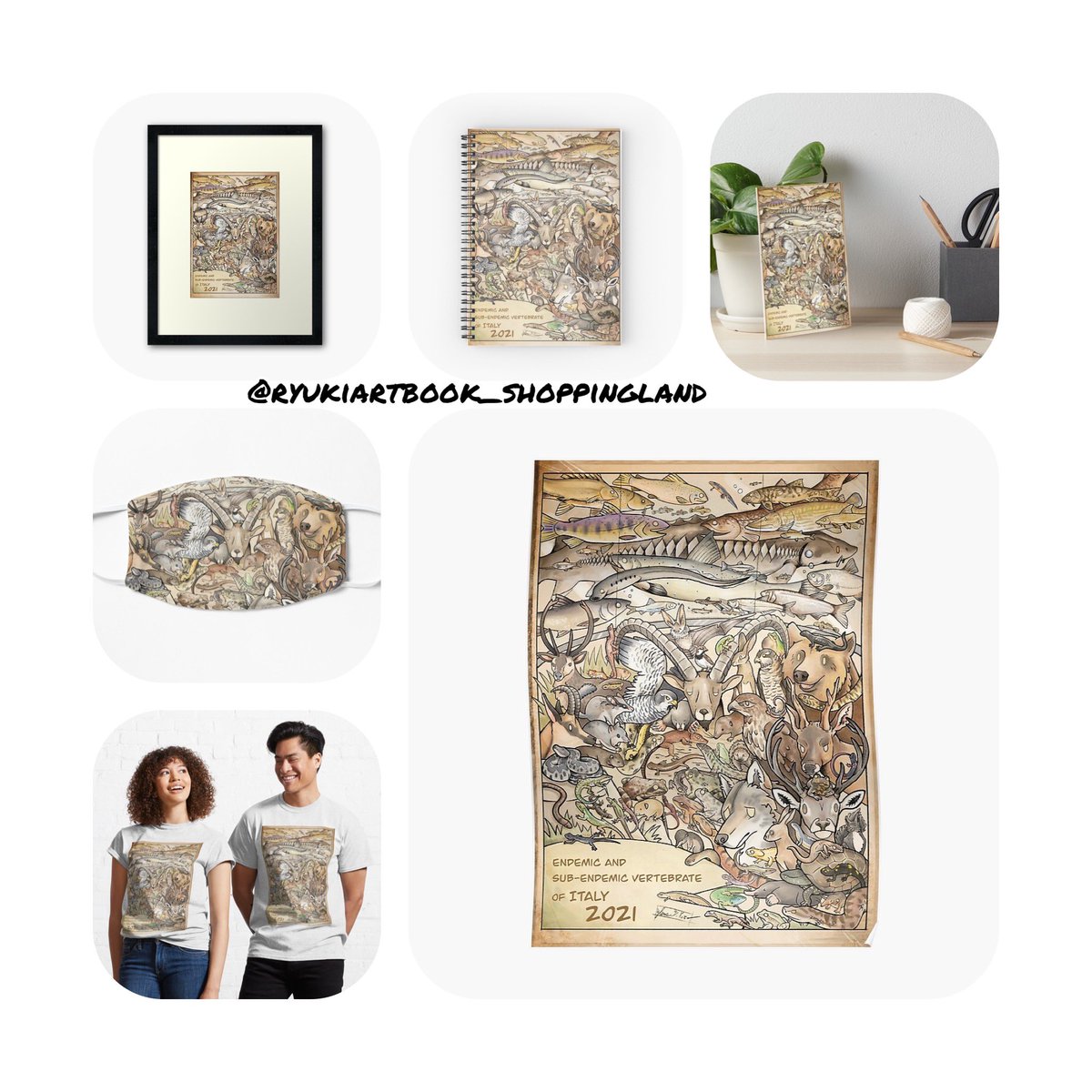 RShoppingland's tweet photo. This is a whole treat for my compatriots. All the endemic and sub-endemic vertebrate species of Italy. ready to hang or wear.

For shop ➡️ https://t.co/IdqcYOqcYZ
.
#shoppingonline #shopping #shoppingtime #animal #findyourthing #italy #art #digitalart #shirt #newshirt #16aprile https://t.co/XFit1WJX38